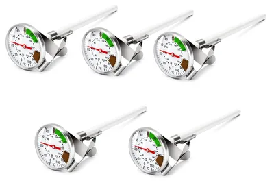 5er-Set Zeiger-Sondenthermometer, 0-100 °C, Edelstahl, mit Clip