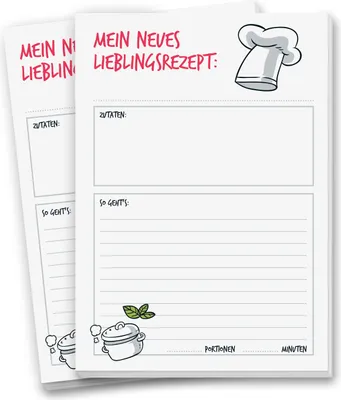 Produktbild von younikat Rezept-Block im 2er Set I je 50 Rezept-Blätter DIN A4 (210 x 297 mm) I Meine Lieblingsrezepte zum selber-schreiben sammeln notieren I für Rezeptsammlung I dv614