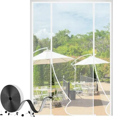 Immagine prodotto di Zanzariera magnetica per porta-balcone, 190 x 230 cm, sicura per i gatti, con magneti più potenti, zanzariera per porta scorrevole, bianca