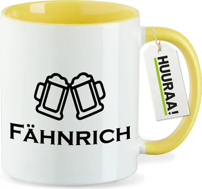 Produktbild von Huuraa Kaffeetasse Fähnrich Schützenfest 330ml Gelb Keramik Kaffeebecher Geschenkidee