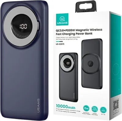 Zdjęcie produktu dla Usams Powerbank Pb62 10000Mah 20W Qc3.0+Pd Magnetic Wireless Fast Charge Niebieski/Blue 10Kcd17104 (Us-Cd171)