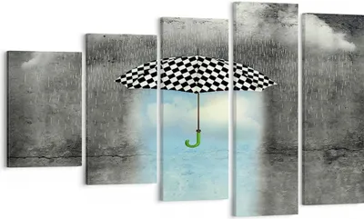 Produktbild von Bild auf Leinwand - Leinwandbild - Regenschirm Regen Abbildung Phantasie - 100x60cm - Wand Bild - Wanddeko - Leinwanddruck - Bilder - Kunstdruck - Leinwand bilder - Wandkunst - EG100x60-3103