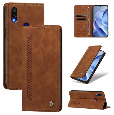 Produktbild von Handyhülle für Xiaomi Redmi 7, Leder Wallet Klapphülle mit Standfunktion, Stoßfeste Schutzhülle Braun