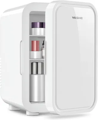 Image de YASHE Mini réfrigérateur, 6 litres/8 canettes 220-240 V AC/DC, soins de la peau, boissons, Bleu