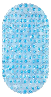 Obrázok produktu pre Relaxdays Kúpeľňová rohož s kamenným vzorom, ŠxH: 68 x 35,5 cm, umývateľná, protiskluzová vložka do vane, s prísavkami, modrá