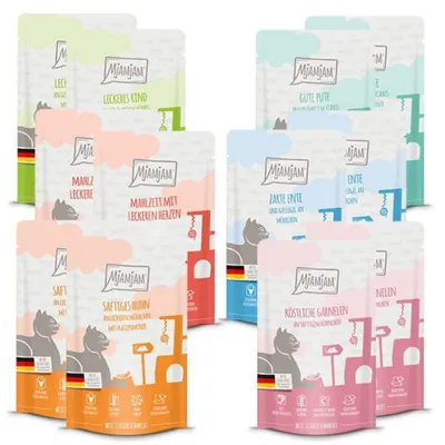 Imagen del producto de MjAMjAM - Alimento húmedo premium para gatos - Pack de prueba, 12 unidades (12 x 125 g)