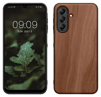 Produktbild von kwmobile Handyhülle für Samsung Galaxy A26 5G Hülle Holz - Case mit TPU Bumper - Stoßfestes Hardcase - Schutzhülle Cover in Dunkelbraun