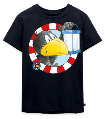 Produktbild von Spreadshirt Der kleine Rabe Socke mit Laterne Kinder Premium T-Shirt, 134/140 (8 Jahre), Navy