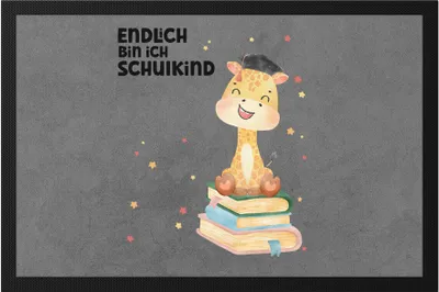 Produktbild von Endlich bin ich Schulkind Fußmatte Giraffe Einschulung Geschenk Erstklässler