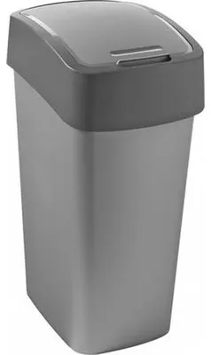 Odpadkový kôš s výklopným vekom, na triedenie odpadu, plastový, 45 l, CURVER, sivá/šedá