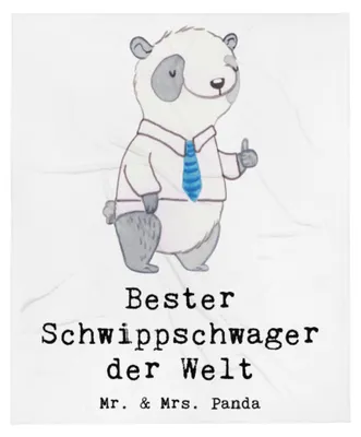 Produktbild von Mr. & Mrs. Panda Bettdecke Panda Bester Schwippschwager der Welt - Weiß - Geschenk, Familie, Bettüberwurf, Decke, Schwipschwager, Plüschdecke, Geschenkidee, Schwager