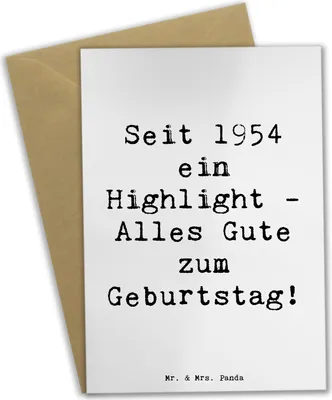 Produktbild von Mr. & Mrs. Panda Grußkarte Spruch 1954 Geburtstag - Weiß - Geschenk, osterkarten, einladungskarten, Alter, Liebe, weihnachtskarten, Geschenkideen, Happy Birthday