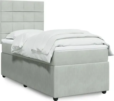 Produktbild von vidaXL Boxspringbett mit Matratze Hellgrau 90x200 cm Samt
