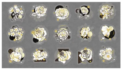 Immagine prodotto di 30 adesivi in PET, color oro, a tema floreale, ideali per scrapbooking, progetti fai-da-te e decorazioni