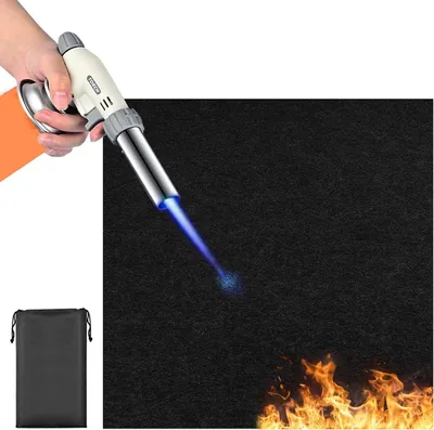 Productafbeelding van Vuurvaste onderlegger - Brandbeschermingsmat - Terras Veilig - Hittebestendig tot 550°C - 50 x 50 cm - Zwart