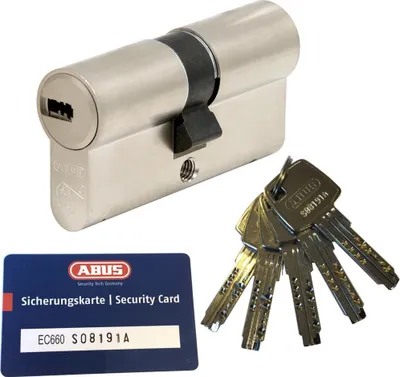 Produktbild von ABUS EC660 Doppelzylinder Länge (a/b) 50/60mm (c=110mm) mit Sicherungskarte und 5 Schlüssel, Not-u. Gefahrenfunktion und SKG** Bohrschutz