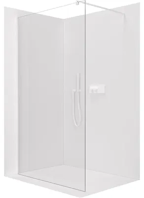 Obrázok produktu pre Sprchová zástená Walk-in Onyx Round, ľavá/pravá - 8 mm - okrúhla nosná konštrukcia - biela matná, priehľadné sklo - 50x200 cm
