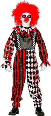 Obrázok produktu pre Halloweenský kostým "Klaun zabijak" pre deti - čierno-červený | Bloody Horror Suit Veľkosť: 164