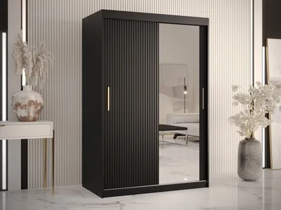 Obrázok produktu pre Šatníková skriňa 120 cm so zrkadlom LONZO 2 - čierna