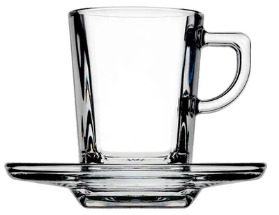 Espressokopjes mit Untertassen, Glas, transparent, 6 St.