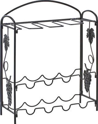 Produktbild von BELIANI Weinregal Schwarz Eisen Metall 50 x 42 x 15 cm für Weinflaschen und Weingläser Industrial Style Weinständer für Küche Esszimmer