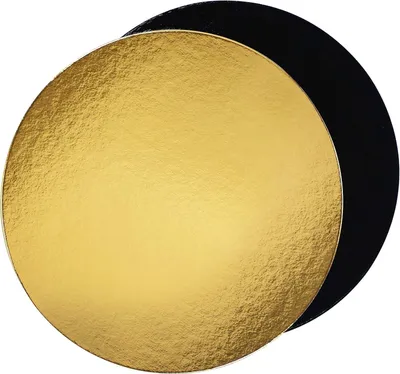 10 runde Karton-Tortenböden 28 cm Gold/Schwarz