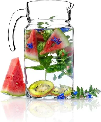 Produktbild von Robustes Glaswasser mit Auslauf und praktischer Griff für kalte Getränke, 1,7 Liter, transparent