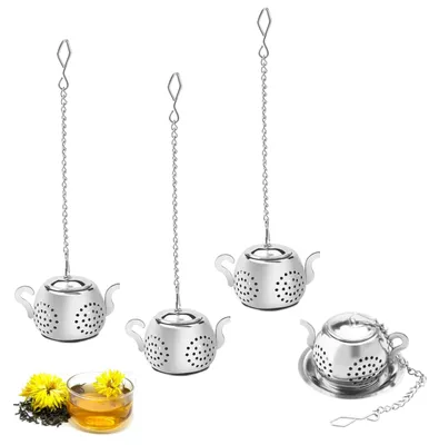Theesieb 2er-Set, Edelstahl 304, feinmaschig, mit Kette
