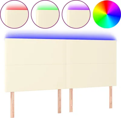 Produktbild von vidaXL LED Kopfteil Creme 200x5x118/128 cm Kunstleder
