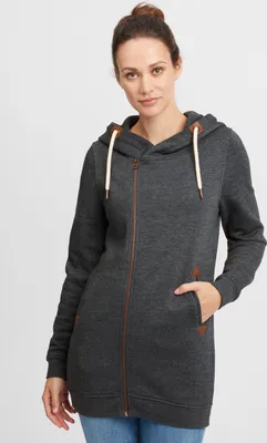 Produktbild von OXMO OXVicky Sweat Zip-Hoodie Damen Sweatjacke Kapuzenjacke Hoodie mit Kapuze Kordel Reißverschluss Eingrifftaschen Regular fit