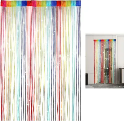 Produktbild von Drahtvorhang 100 x 200 cm, Bunt Gestreifter Vorhang, Insektenschutz, für Tür und Balkon