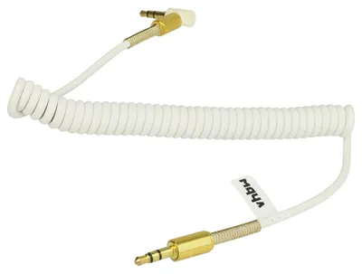Produktbild von vhbw Stereo Audio Kabel Adapter für diverse Geräte - 3,5 mm auf 3,5 mm Klinkenstecker, Vergoldet, Gewinkelt Gold Weiß