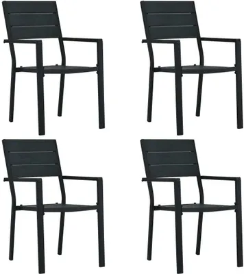 Produktbild von Gartenstühle 4 Stk. Schwarz HDPE Holz-Optik