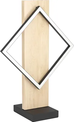 Produktbild von EGLO LED Tischlampe Boyal, Tischleuchte mit Holzbalken, Nachttischlampe aus einem hellen Holz und schwarzem Metall, Nachttischleuchte, warmweiß, 42,5
