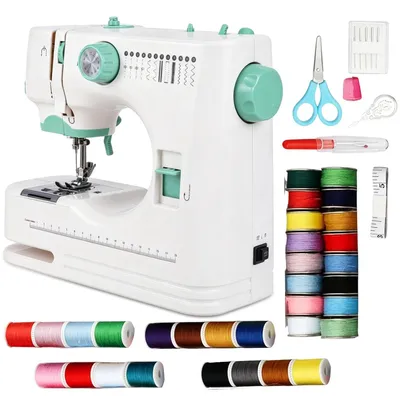 Nähmaschine für Anfänger, 12 Stiche, LED, tragbar, grün