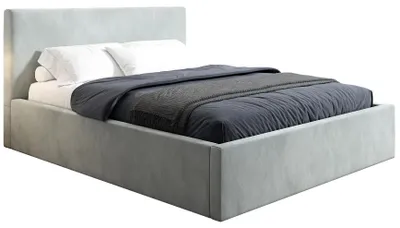Produktbild von Polsterbett 160x200 cm - Hellgrau - mit Bettkasten - Doppelbett mit Stauraum - Bett mit Kopfteil - ENNA
