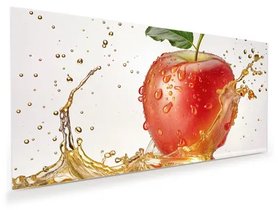 Produktbild von Glasbild 80x40cm in XXL für Wohnzimmer, Schlafzimmer Motiv Spritziger Apfel