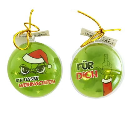 Produktbild von 6 x Anti-Weihnacht Christbaumkugeln "Festtags-Muffel" zum Aufklappen für Geldgeschenke oder Gutscheine - Geldgeschenke Anti-Weihnachten - Geldgeschenk