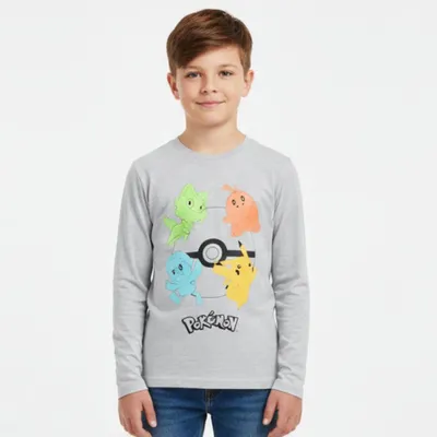 Produktbild von Pokemon Pikachu Kinder langarm T-Shirt Shirt – Grau / 116