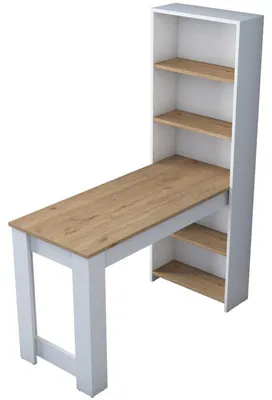 Image de Table de cuisine en Bois MDF noyer et blanc - L 120 × P 53,8 × H 153,6 cm - Style Scandinave