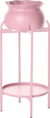Produktbild von BELIANI Pflanzenständer Rosa Metall 60 cm Hoch 2 Etagen mit Blumentopf Abnehmbar Rund ⌀ 17 cm Retro-Stil Standregal Blumenregal für 2 Pflanzen
