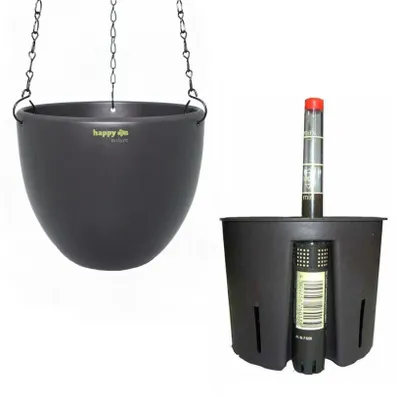Produktbild von Set 3-teilig Keramik Blumenampel Venus 13/12 anthrazit Bewässerung Ø 17.5 cm H 15 cm