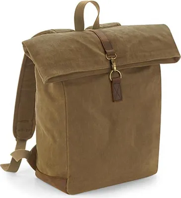 Produktbild von Quadra QD655 | Rucksack Heritage Waxed Canvas, 53 x 31 x 14 cm - Farbe: Desert Sand - Größe: 30 x 40 x 14 cm