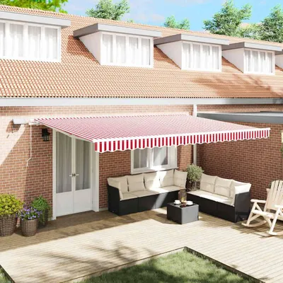 Produktbild von vidaXL Ausziehbare Markise Rot und Weiß 500 x 300 cm