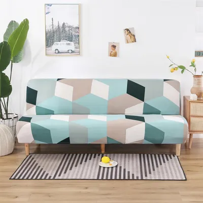Produktbild von Universeller Stretchbezug ohne Armlehnen für 3-Sitzer-Schlafsofa, wasserdicht und rutschfest aus Jacquard.