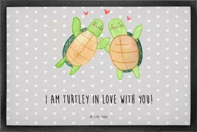 Produktbild von Mr. & Mrs. Panda Schmutzfangmatte Schildkröten Paar 50 x 75 cm - Grau Pastell - Geschenk, abstreifer, fußmatte, für Freundin, Partner, Fussmatte, Valentinstag, Frauen