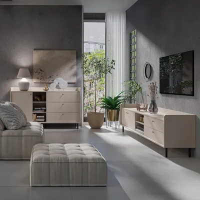 Produktbild von Wohnzimmer Set in sandbeige, Lowboard & Sideboard 2-teilig modern - GORICA-133