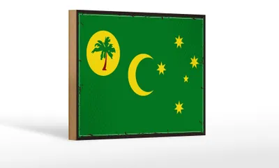 Produktbild von Holzschild Flagge Kokosinseln 18x12cm Retro Cocos Islands