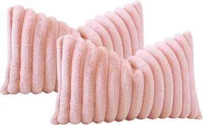 Produktbild von MODFU 2er Set Plüsch Samt Kissenbezüge, Weiche Künstliche Pelz Nachbildungativ Kissenbezug Sofa Zierkissenbezüge Dekokissen Kissenhülle Set für Couch Schlafzimmer Zuhause Auto Nachbildung 30x50cm Rosa
