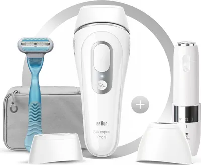 Produktbild von Braun Silk-expert Pro IPL PL3129, Silber, Weiß, Lichtimpulstechnologie (IPL), Vereinigtes Königreich, NE PAS UTILISER sur :- le cuir chevelu, les sourcils et autour des yeux. Utiliser l’appareil..., AC, Lithium-Ion (Li-Ion)